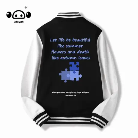 Ohlyah棒球服外套女2023春秋新款情侣宽松bf潮牌韩版夹克闺蜜棉衣商品大图