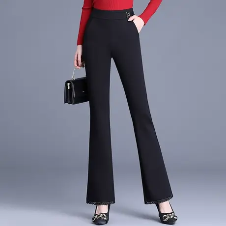 气质微喇裤女秋季2023新款垂感高腰显瘦西装裤黑色长裤休闲喇叭裤图片