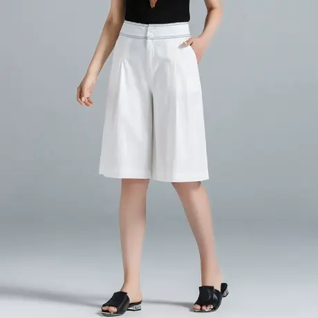 白色短裤女夏阔腿六分裙裤五分裤女夏季薄款大码a字5分裤休闲中裤商品大图