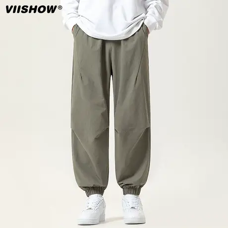 VIISHOW日系复古休闲裤男2023秋季新款宽松潮牌垂感运动束脚长裤商品大图