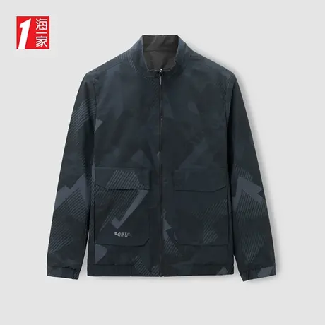 海一家立领双面穿茄克2023秋季新款大口袋设计时尚休闲男士夹克商品大图