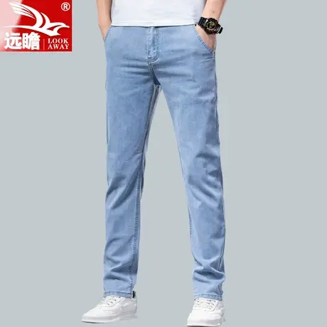 夏天弹力牛仔裤男宽松直筒修身男裤夏季薄款长裤百搭男装裤子男款商品大图