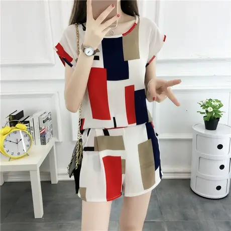 网红睡衣女爆款夏季学生ins风短袖雪纺两件套外穿可爱家居服套装图片