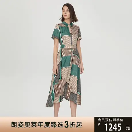 LANCY/朗姿女春新款短袖通收腰衬衫连衣裙连衣裙高级商场同款图片