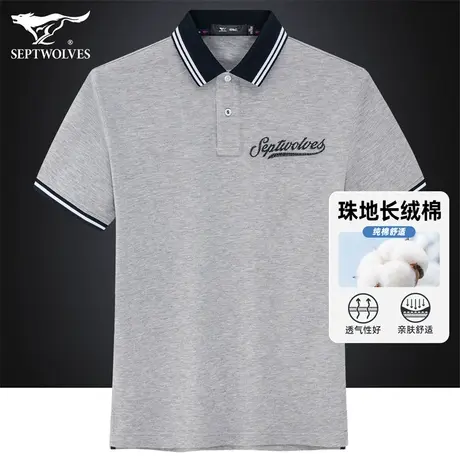 七匹狼狼族生活男士时尚POLO衫夏季男士珠地纯棉透气翻领短袖T恤商品大图