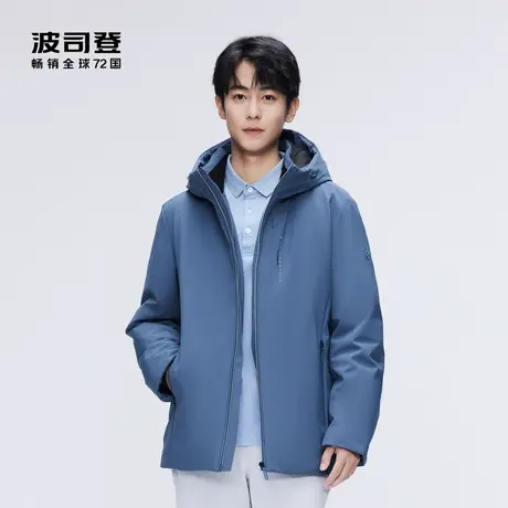【鹅绒】波司登2023冬季新款男短款新商务羽绒服连帽合身户外防风商品大图