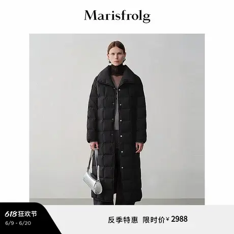【轻羽系列】Marisfrolg玛丝菲尔冬白鹅绒翻领长款羽绒服图片