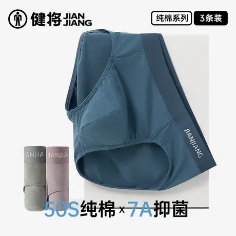 健将男士纯棉内裤夏季轻薄宽松透气三角裤运动透气青少年大码短裤商品大图