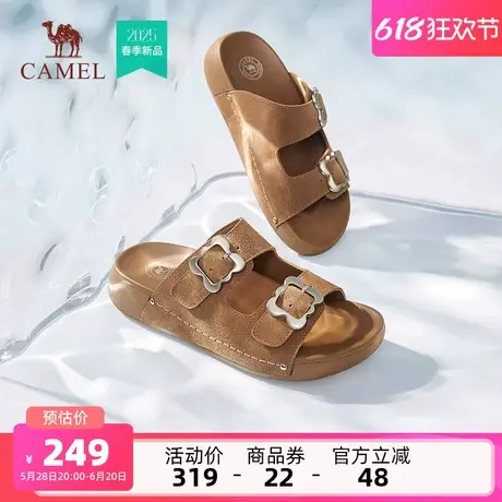 骆驼女鞋2025春夏新款轻便软木透气勃肯凉拖休闲百搭凉鞋情侣款商品大图