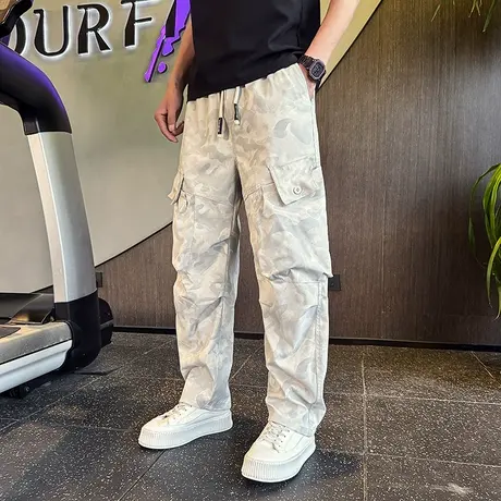 2025新款迷彩工装裤男夏季潮牌口袋脏脏弯刀裤裤子直筒速干伞兵裤图片