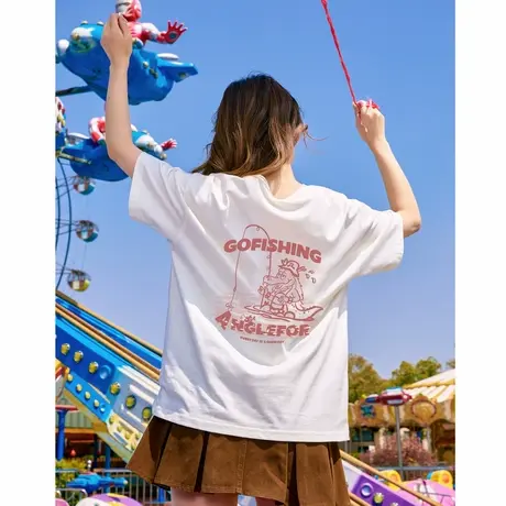 唐狮短袖t恤女夏2025新款趣味涂鸦休闲圆领纯棉设计感宽松上衣sz商品大图