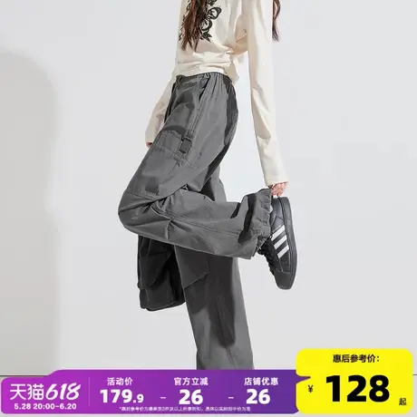 唐狮工装裤女2025秋季新款休闲纯棉美式多袋阔腿长裤灰色百搭裤子商品大图