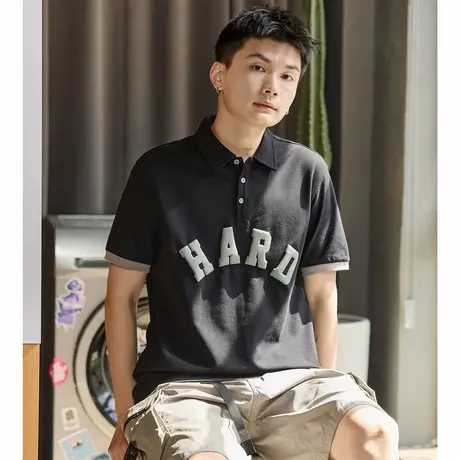 唐狮夏季新款短袖polo衫男士有带翻领t恤撞色美式休闲上衣潮商品大图