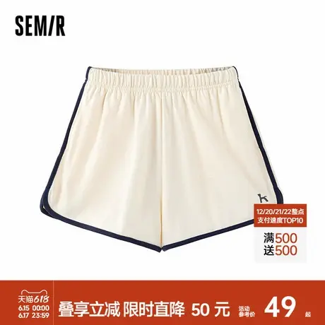 森马儿童短裤2024年新款运动风时尚撞色印花针织休闲裤夏女童裤子商品大图