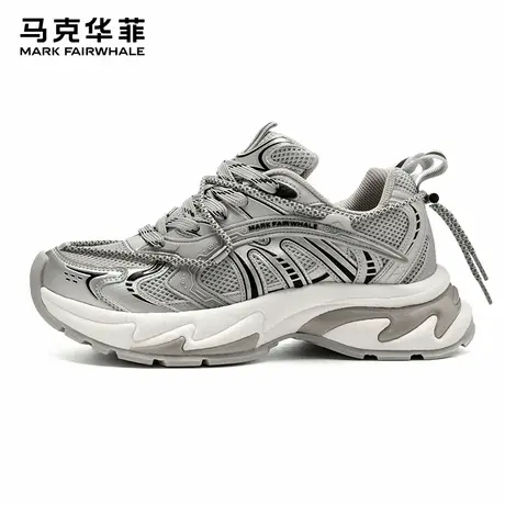 马克华菲2025夏季新款高级银色巴黎老爹鞋男做旧鞋增高6cm双鞋带商品大图