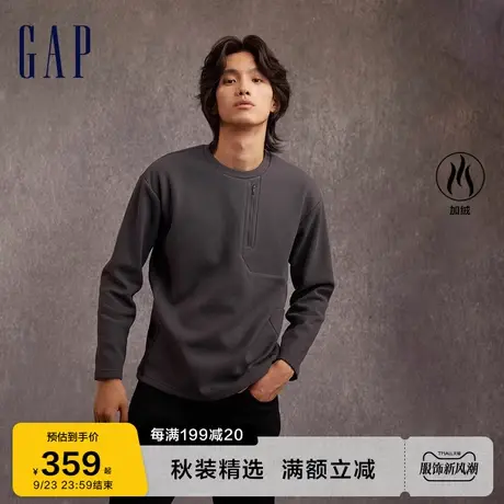 Gap男装秋冬2023新款双面复合华夫格摇粒绒卫衣798826休闲上衣商品大图