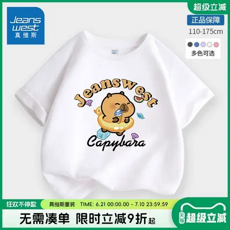 真维斯童装卡皮巴拉联名儿童短袖t恤男童纯棉上衣女童洋气运动服图片
