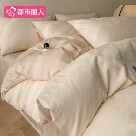 全棉提花三层纱床上四件套2025新款纯棉床单被套三件套床品床笠款商品大图