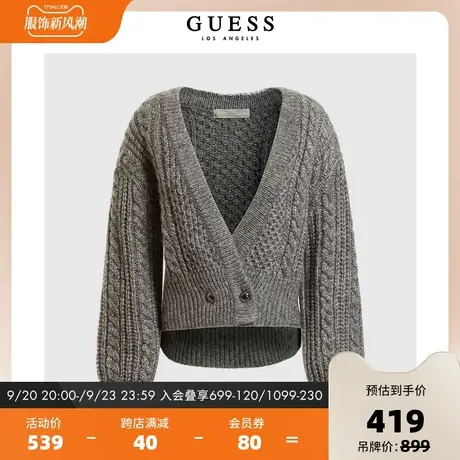 GUESS秋季女士复古年代感修身时尚通勤开衫毛衣针织衫W2BR42Z31Q0图片
