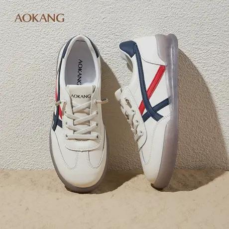 奥康 女鞋秋季新款小白鞋女平底百搭休闲运动板鞋软皮德训鞋L图片