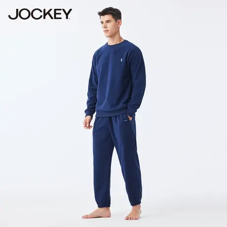 jockey男秋冬睡衣套装摇粒绒保暖家居服春秋长袖长裤简约男士图片