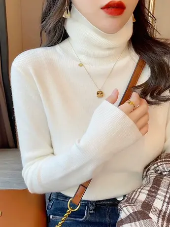 2023年新款秋冬季设计感小众外穿内搭针织打底衫女士爆款高领毛衣图片