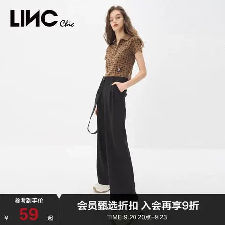 【裤子合集】LINCCHIC金羽杰裤子女休闲裤工装阔腿长款S211PA004商品大图