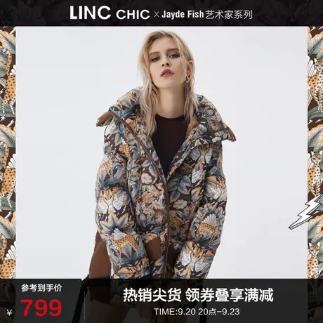 LINCCHIC金羽杰羽绒服女印花面包服短款羽绒服女冬季Y21803294Y商品大图