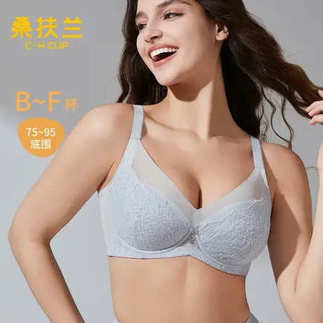 桑扶兰内衣女大胸显小2025秋聚拢防下垂全罩杯防凸点性感蕾丝文胸商品大图