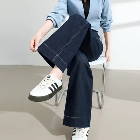 阔腿牛仔裤女2025春秋季新款裤子高腰宽松显瘦垂感丹宁蓝色直筒裤商品大图