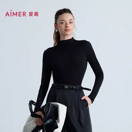 爱慕25秋冬云柔搭底保暖女士小高领长袖打底上衣AM72B843图片