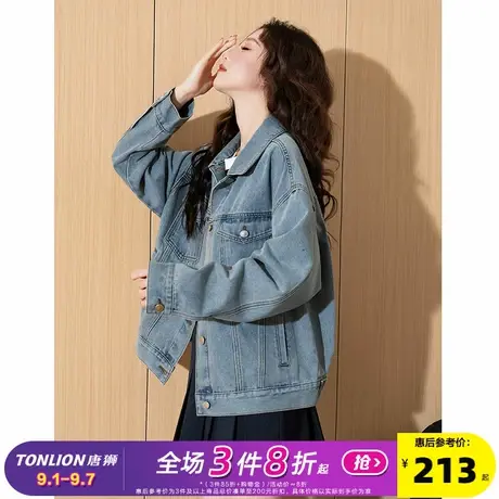 【史努比联名款】牛仔外套女唐狮2025春新款宽松百搭翻领上衣潮k图片