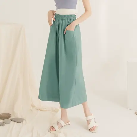 桔熊夏季休闲舒适凉爽弹力高腰宽松八九分裤裙子女胖mm大码BA7128图片