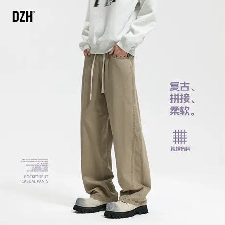 男士卡其色工装裤男直筒宽松2025新款秋季裤子纯棉美式高街伐木裤商品大图