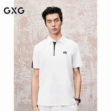 [商场同款]GXG男装 华夫格提花织带polo衫 25夏新品G25X242033图片