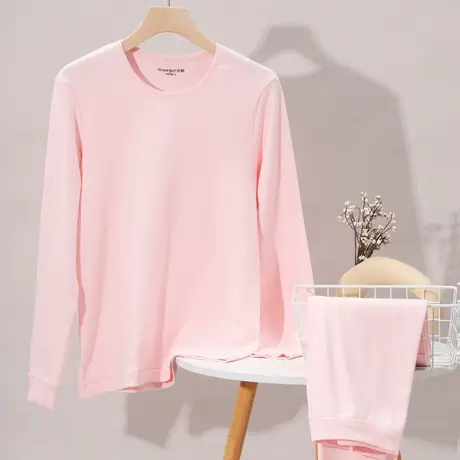 三枪保暖内衣女秋冬加厚纯棉圆领秋衣秋裤套装棉女棉毛衫23710商品大图