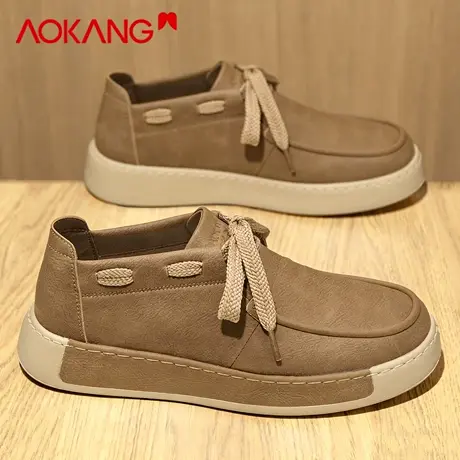 奥康男鞋2026新款春季休闲百搭一脚蹬板鞋男士软底轻便复古皮鞋潮图片