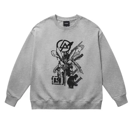 日系复古动漫战士潮流圆领卫衣男女秋冬款慵懒风小众设计感上衣商品大图