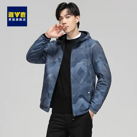 【两面穿】雅鹿夹克男士2023春新款潮流迷彩百搭连帽上衣短款外套商品大图