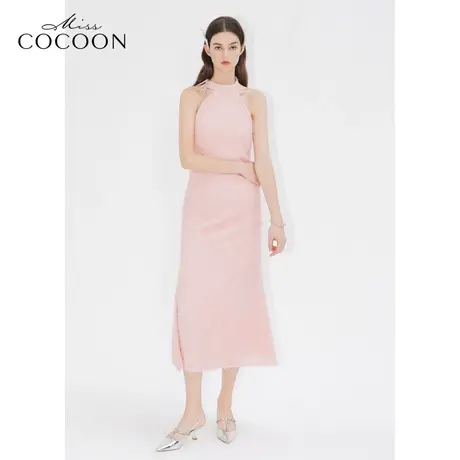 missCOCOON【凤羽雀翎系列】24春新款宴会礼服系带蝴蝶结连衣裙图片