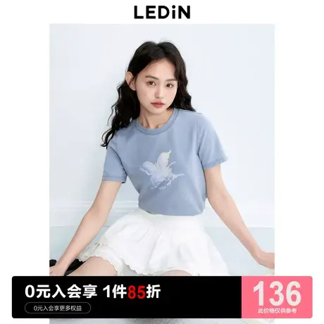 乐町新品蝴蝶修身正肩短袖T恤2023秋季新款女装短款甜辣小上衣女图片