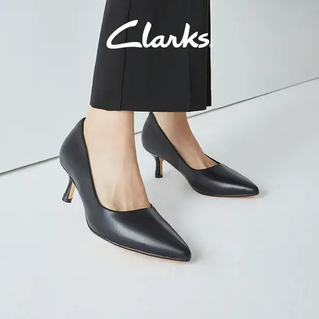 Clarks其乐紫罗兰系列女鞋2024春款黑色尖头高跟鞋小猫跟单鞋女图片