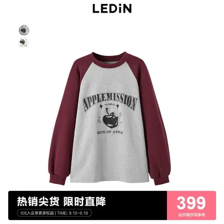 【商场同款】乐町印花休闲圆领上衣设计感插肩袖卫衣C2CRD3501商品大图