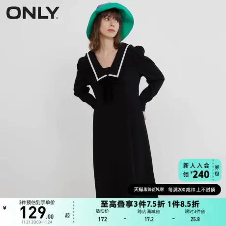 ONLY奥莱夏季娃娃领复古中长款连衣裙女图片