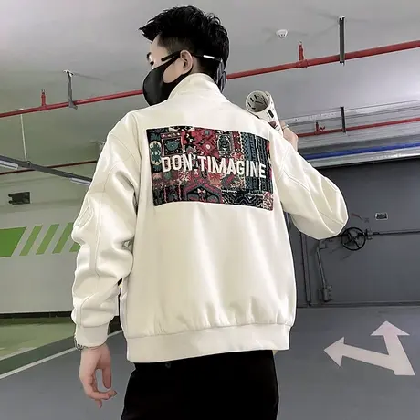 工装夹克男秋冬后背刺绣贴布高级感个性简约痞帅潮牌立领男装外套商品大图