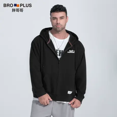胖哥哥秋季款拉链卫衣男开衫宽松大码运动连帽衫潮牌肥佬男士外套图片