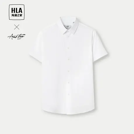 HLA/海澜之家轻商务时尚系列短袖衬衫2024春夏新款通勤绣花衬衣男商品大图