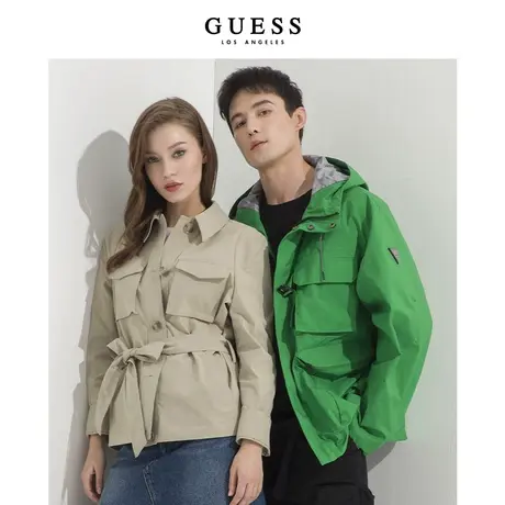 【38上新季】GUESS 情侣款男士倒三角LOGO外套M2GL37T02F0图片