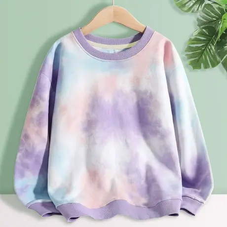 无帽扎染卫衣女春装上衣2023新款春秋薄款宽松春季慵懒风学生外套商品大图