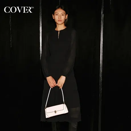 COVER秋季压褶宽松收腰泡泡袖蛋糕裙图片